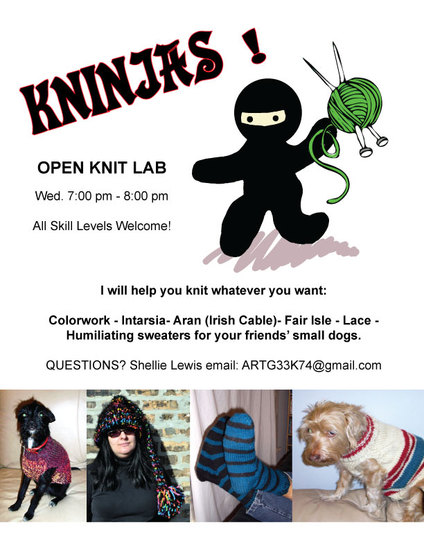 Kninjas: Open Knitting Lab wednesdays @ 7